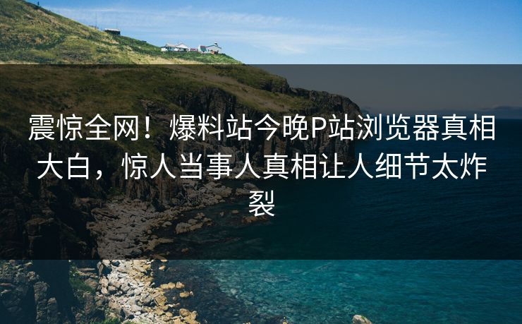 震惊全网！爆料站今晚P站浏览器真相大白，惊人当事人真相让人细节太炸裂