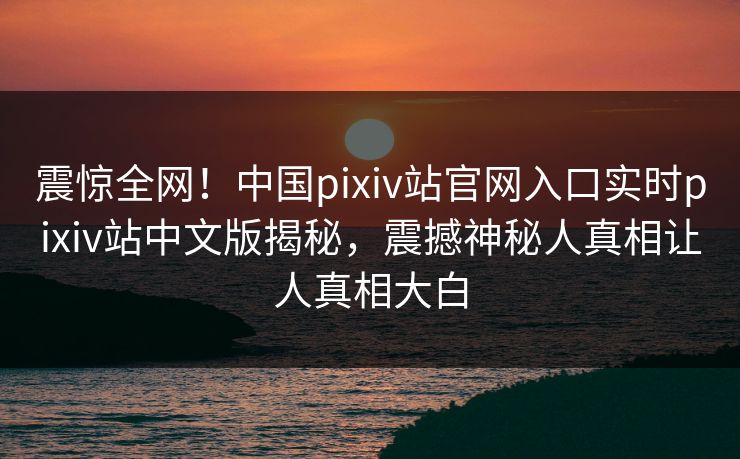 震惊全网！中国pixiv站官网入口实时pixiv站中文版揭秘，震撼神秘人真相让人真相大白