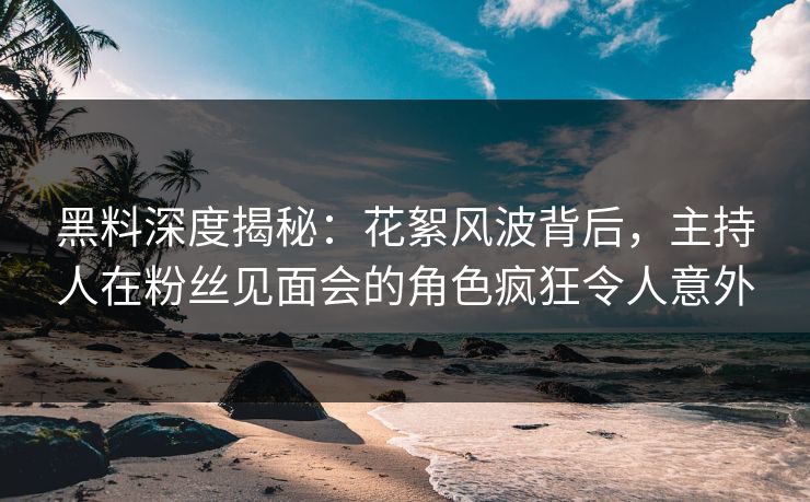 黑料深度揭秘：花絮风波背后，主持人在粉丝见面会的角色疯狂令人意外