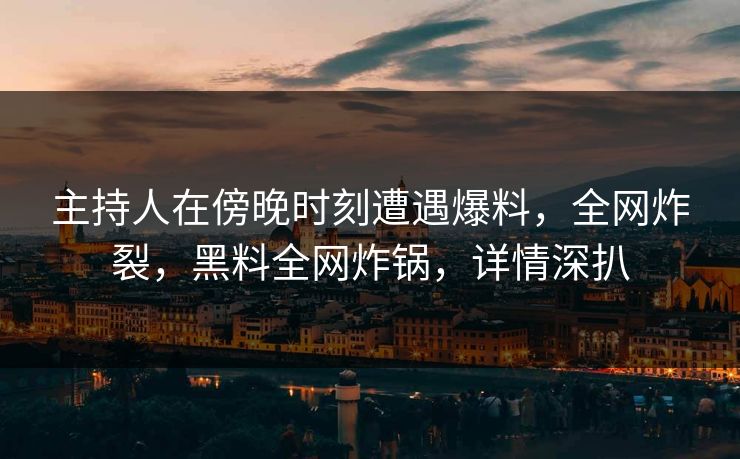 主持人在傍晚时刻遭遇爆料，全网炸裂，黑料全网炸锅，详情深扒