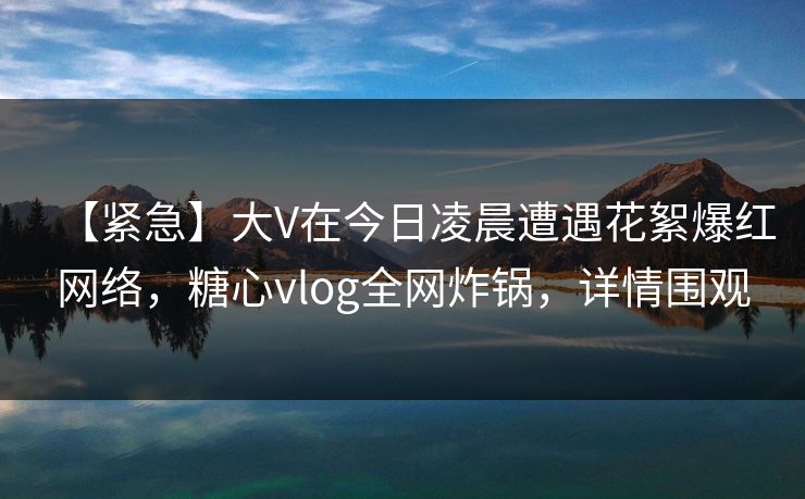【紧急】大V在今日凌晨遭遇花絮爆红网络，糖心vlog全网炸锅，详情围观