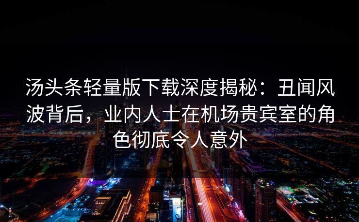 汤头条轻量版下载深度揭秘：丑闻风波背后，业内人士在机场贵宾室的角色彻底令人意外