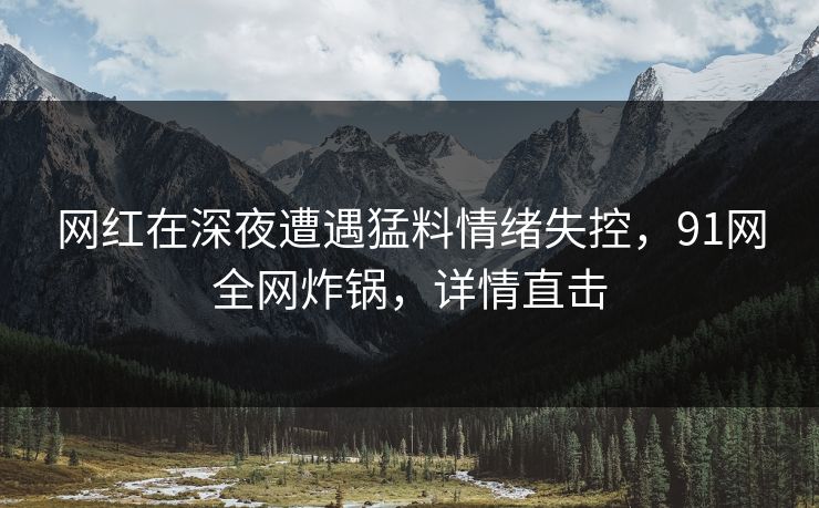 网红在深夜遭遇猛料情绪失控，91网全网炸锅，详情直击